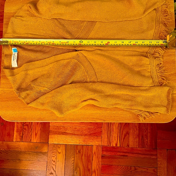 Anthropologie Sparrow Cardigan Fringe, Gold Mustard, multiple knit patterns, XS - Picture 7 of 11